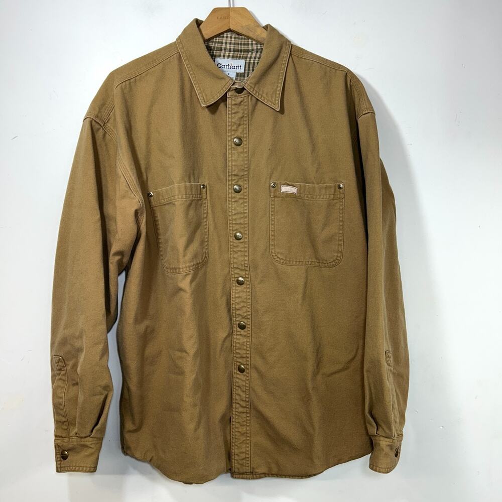 Carhartt Mens L S96 BRN Vintage Flannel Lined Cotton Chore Shacket RARE - Picture 2 of 10